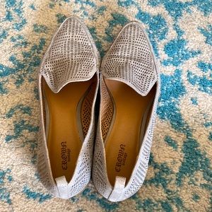 Metallic Silver Leather slip ons  9 1/2